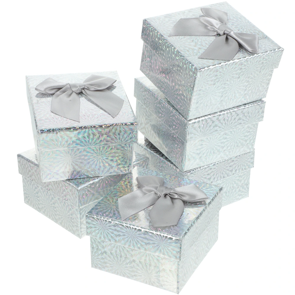 6pcs Paper Gift Boxes Present Boxes Square Gift Box Gift Wrapping Box with Ribbon