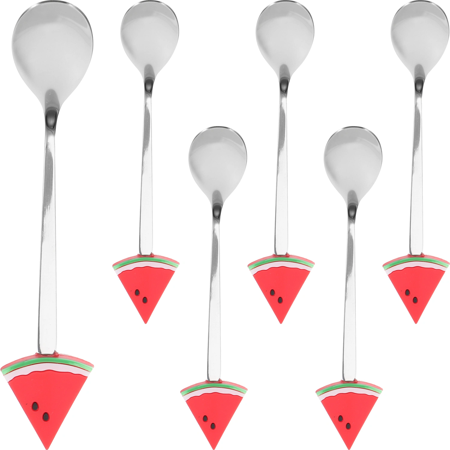 6Pcs Stainless Steel Spoons Adorable Watermelon Topper Spoons Dessert Spoons Lovely Ice Cream Spoons