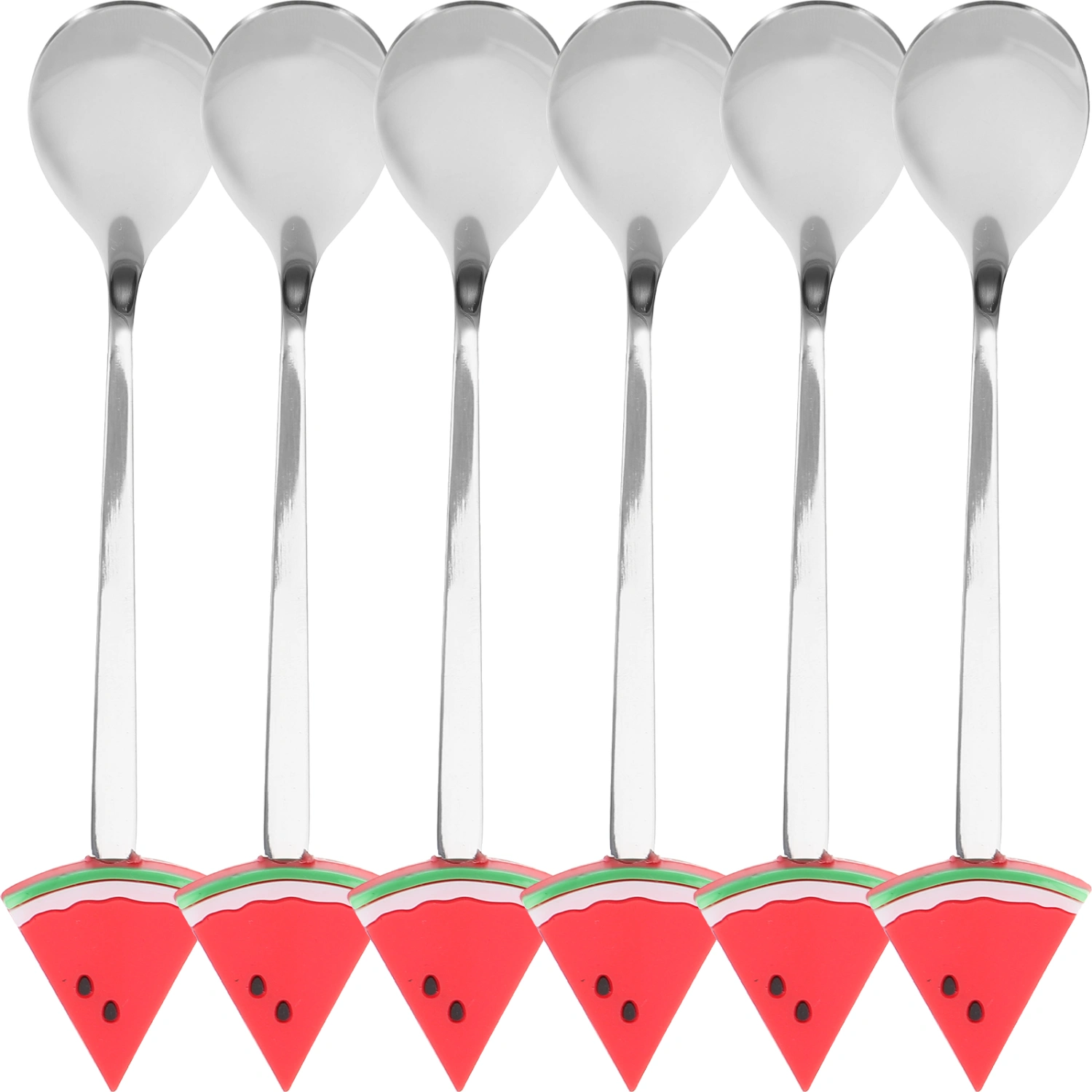 6Pcs Stainless Steel Spoons Adorable Watermelon Topper Spoons Dessert Spoons Lovely Ice Cream Spoons
