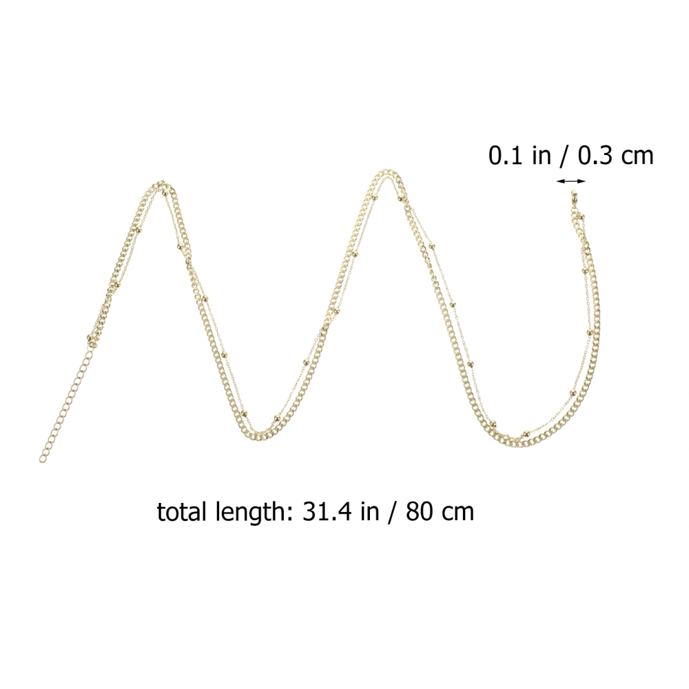 Double Layer Beaded Body Chain Decorative Waist Chain Belly Chain for Women