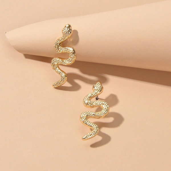 Gold Silver Snake Shape Big Stud Earrings