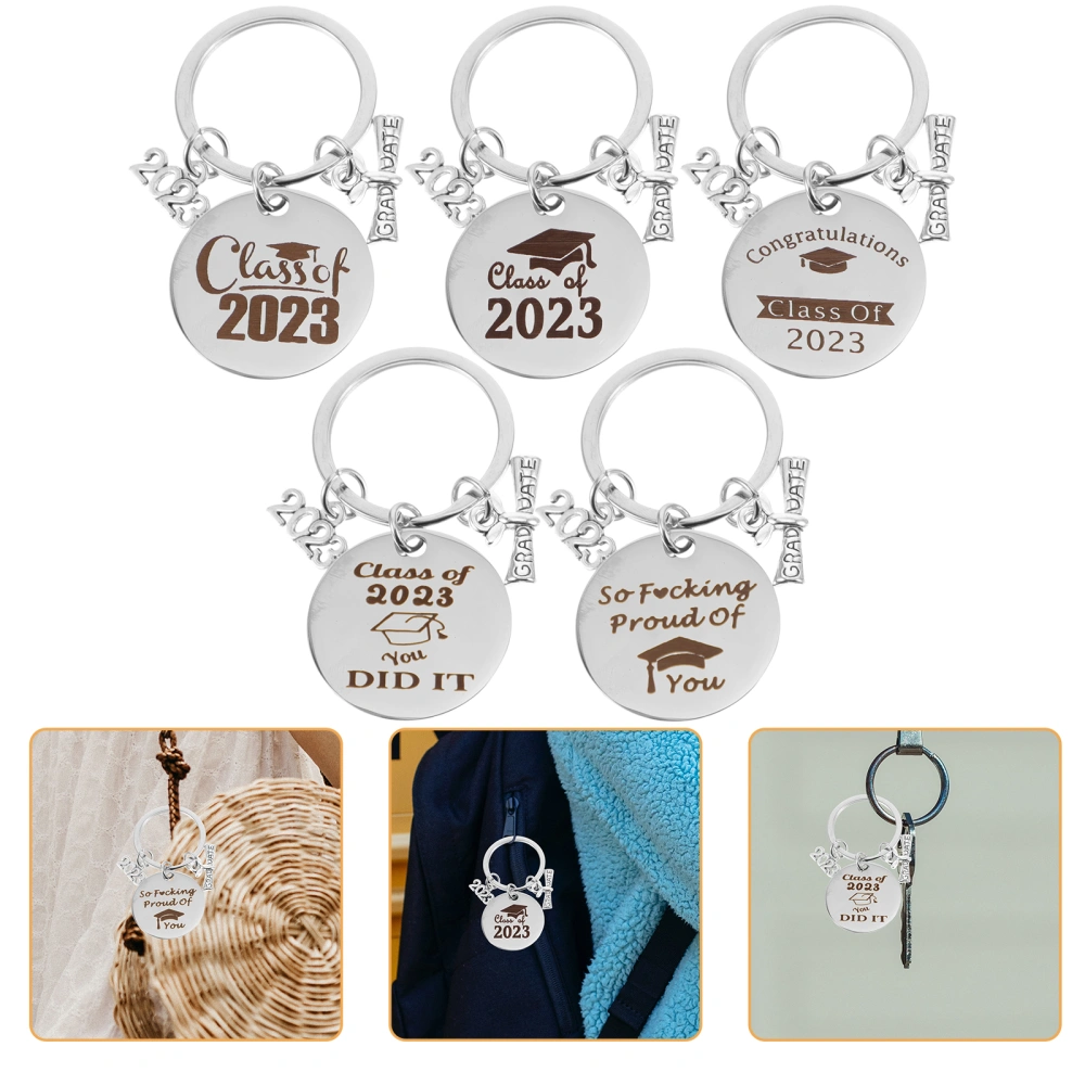 5pcs Graduation Keychain Stainless Steel 2023 Graduation Key Ring Gift Bag Hanging Decor