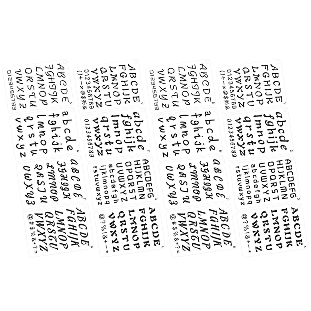 16 Sheets Letter Stencils Alphabet Number Stencils Kit for Journal Notebook