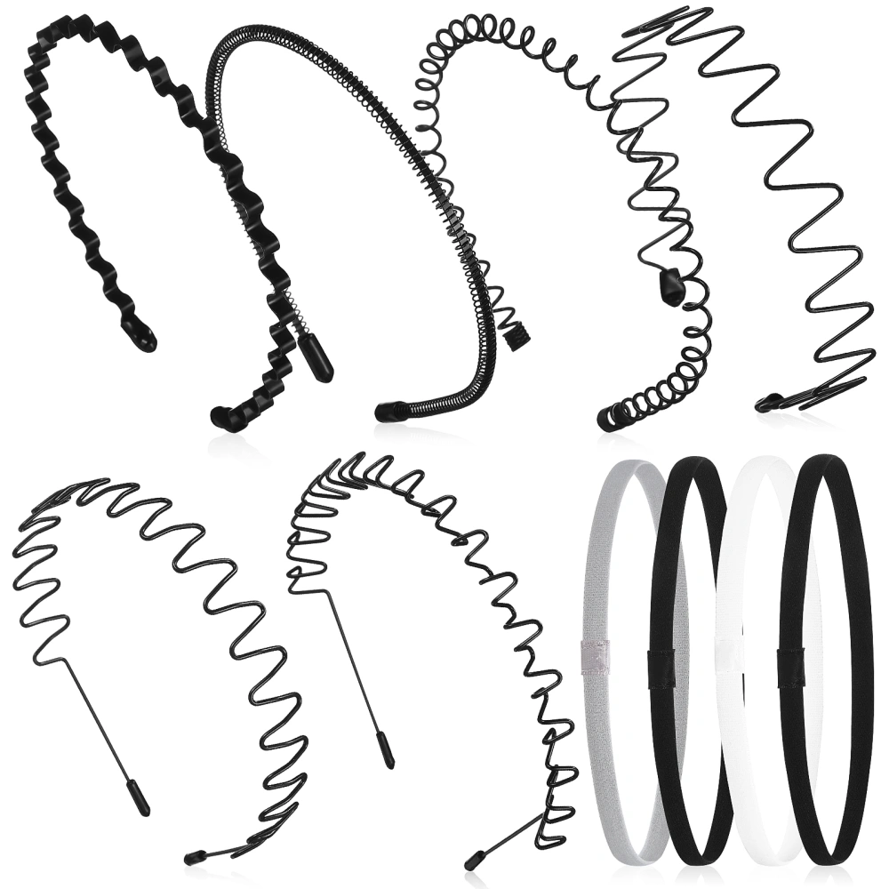 10Pcs Men Outdoor Sports Hair Hoops Metal Wavy Headbands Hair Accessories