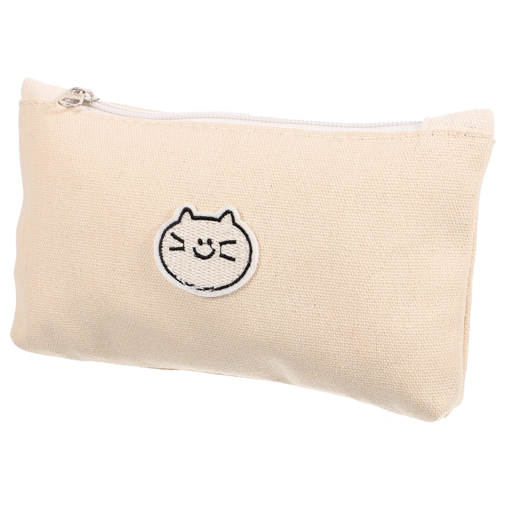 Cat Pencil Case Canvas Pen Storage Bag Large Capacity Pencil Case Adorable Pen Pouch Pen Holder