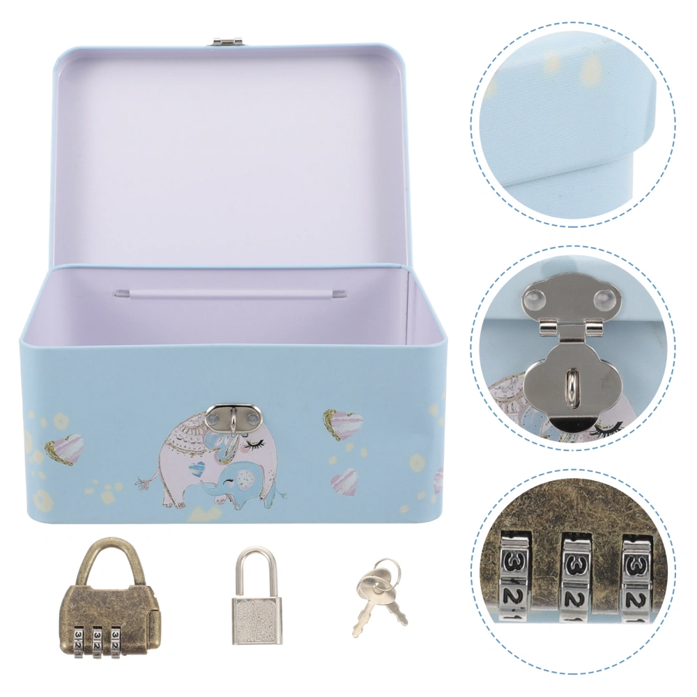 Metal Box with Combination Lock Money Box Decorative Storage Box Jewelry Case