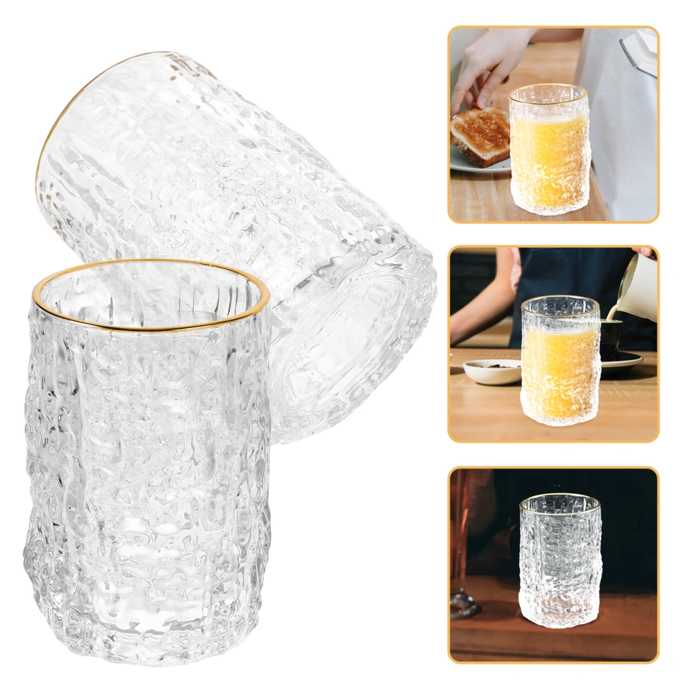 2Pcs Beverage Cup Office Water Cup Patterned Water Glasses Vintage Glasses