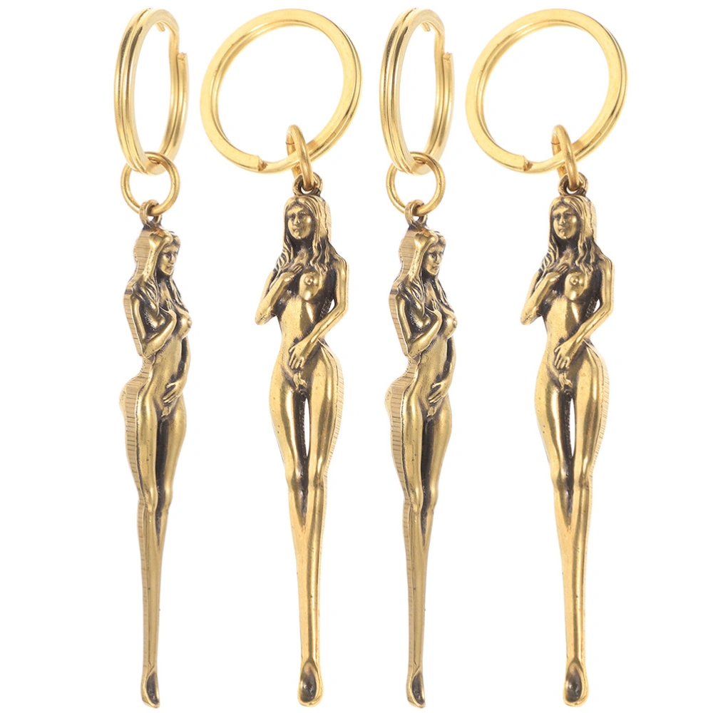 4pcs Creative Brass Ear Scoop Earpick Keychain Pendant Beauty Hanging Pendant Ornaments