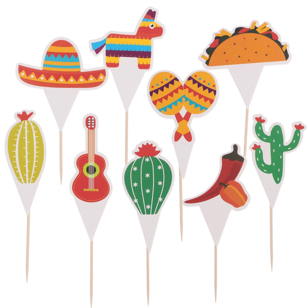 45pcs Mexican Carnival Themed Cupcake Toppers Festival Cake Inserting Decor