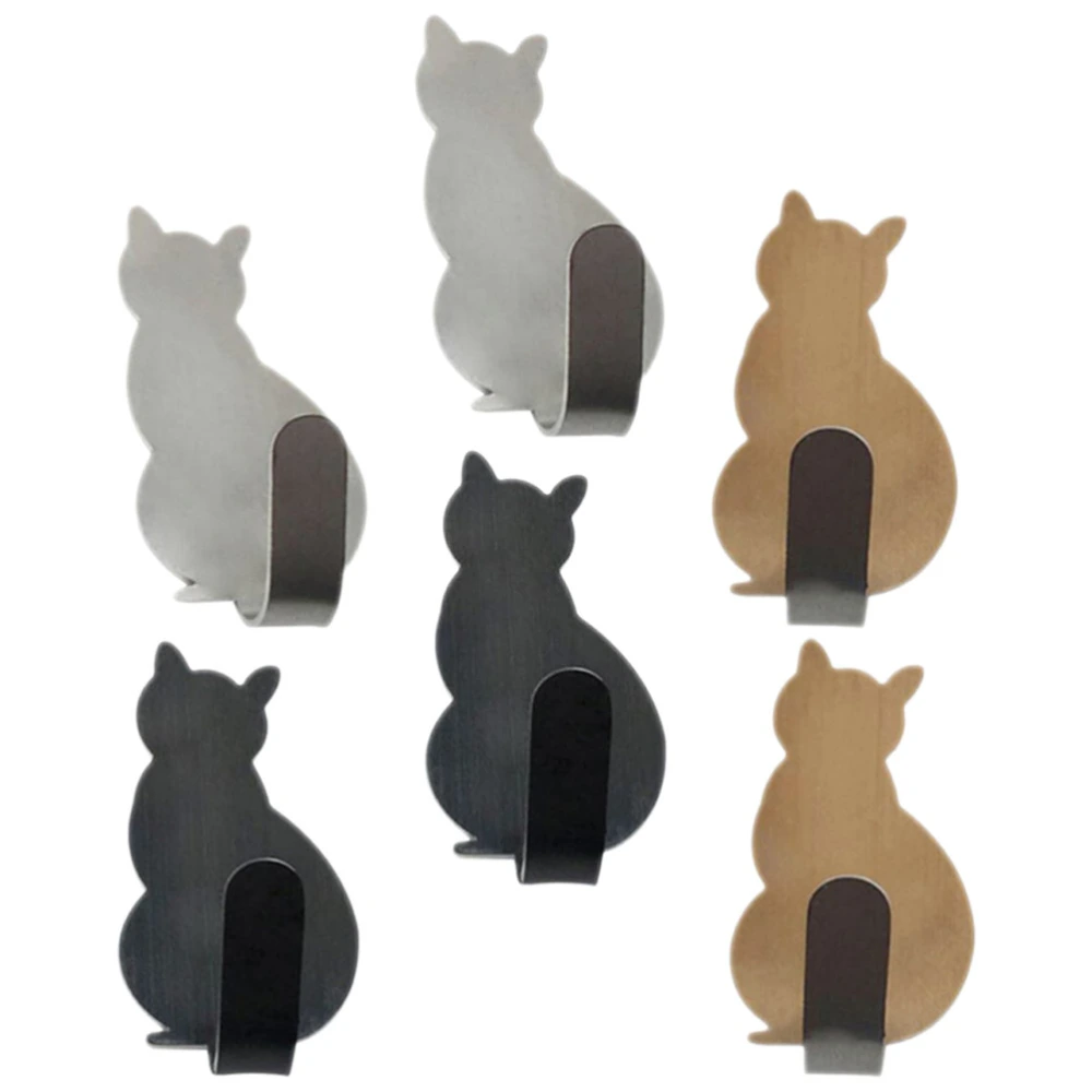 6pcs Coat Hook Decorative Cat Hooks Entryway Jackets Bags Hooks Stainless Steel Hooks