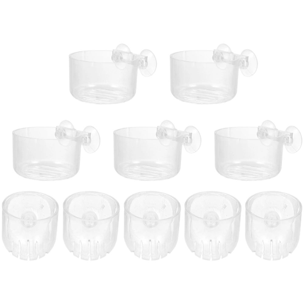 10Pcs Acrylic Aquatic Planter Fish Tank Suction Cups Plant Pot Aquatic Plant Cups with Hole