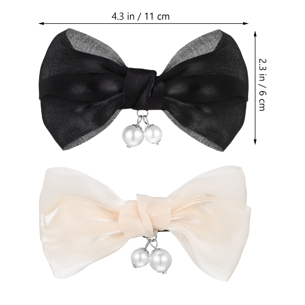 2 Pairs Bow Shoe Clips with Faux Pearls Shoe Buckles Bridal Shoe Clips Detachable Shoe Bowknots DIY Accessories