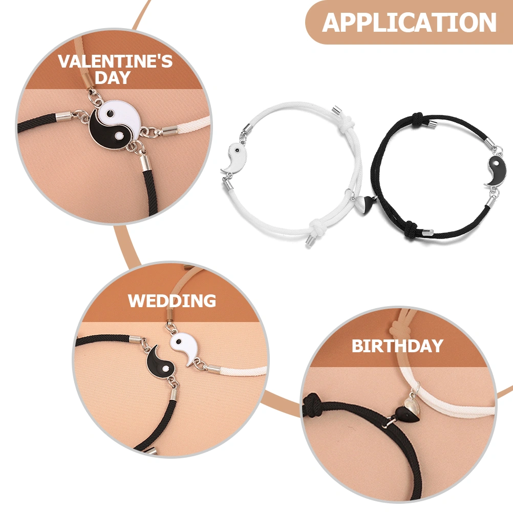 1 Pair Couple Bracelets Lover Matching Bracelets Adjustable Bracelets Decorations