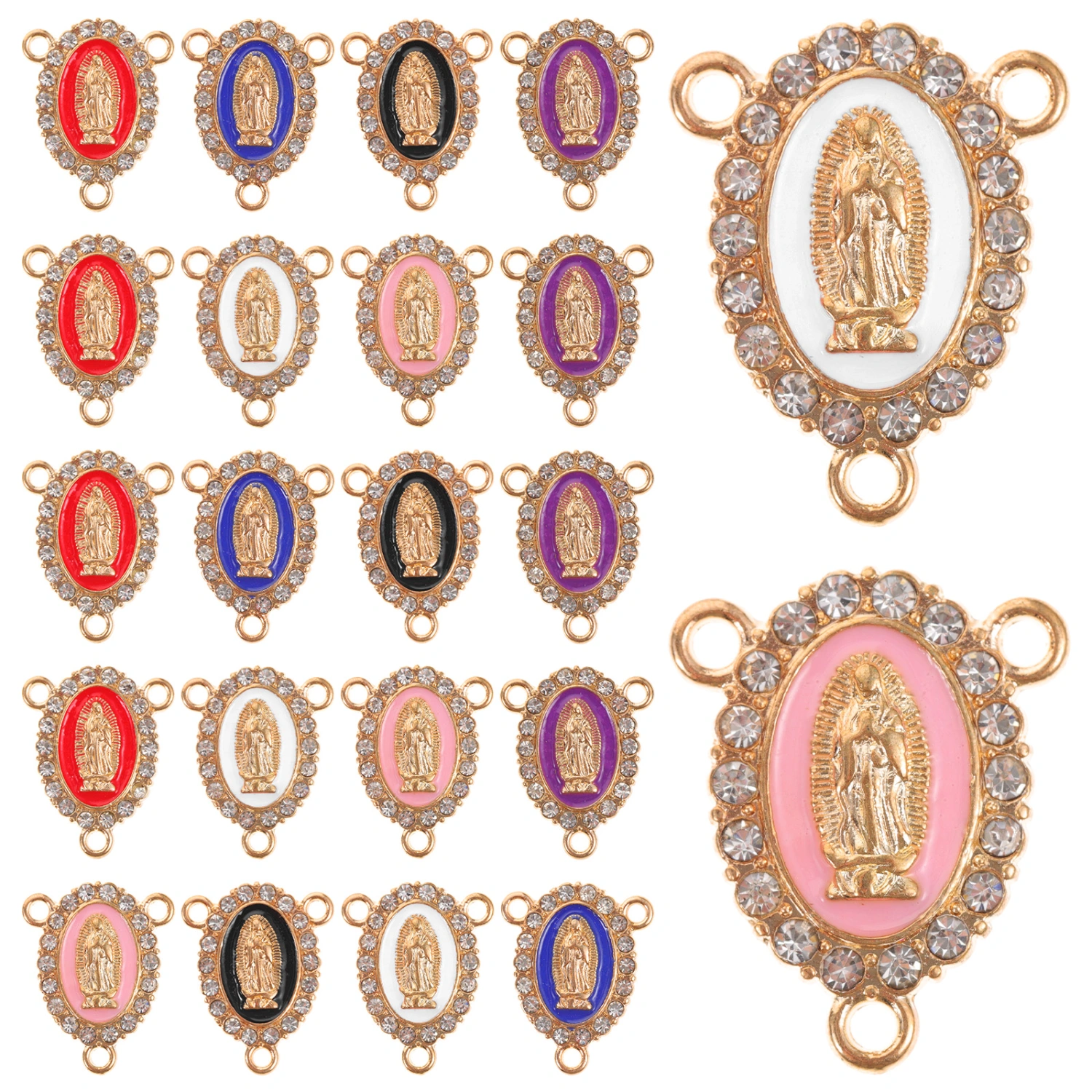 24pcs Virgin Mary Pendants Charms Alloy Connection Bracelet Pendants Charms