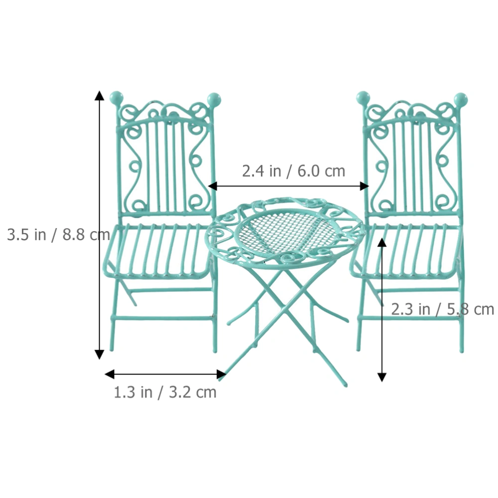 3pcs Miniature Table And Chair Set 1/12 Scale Tiny House Round Table And Chairs