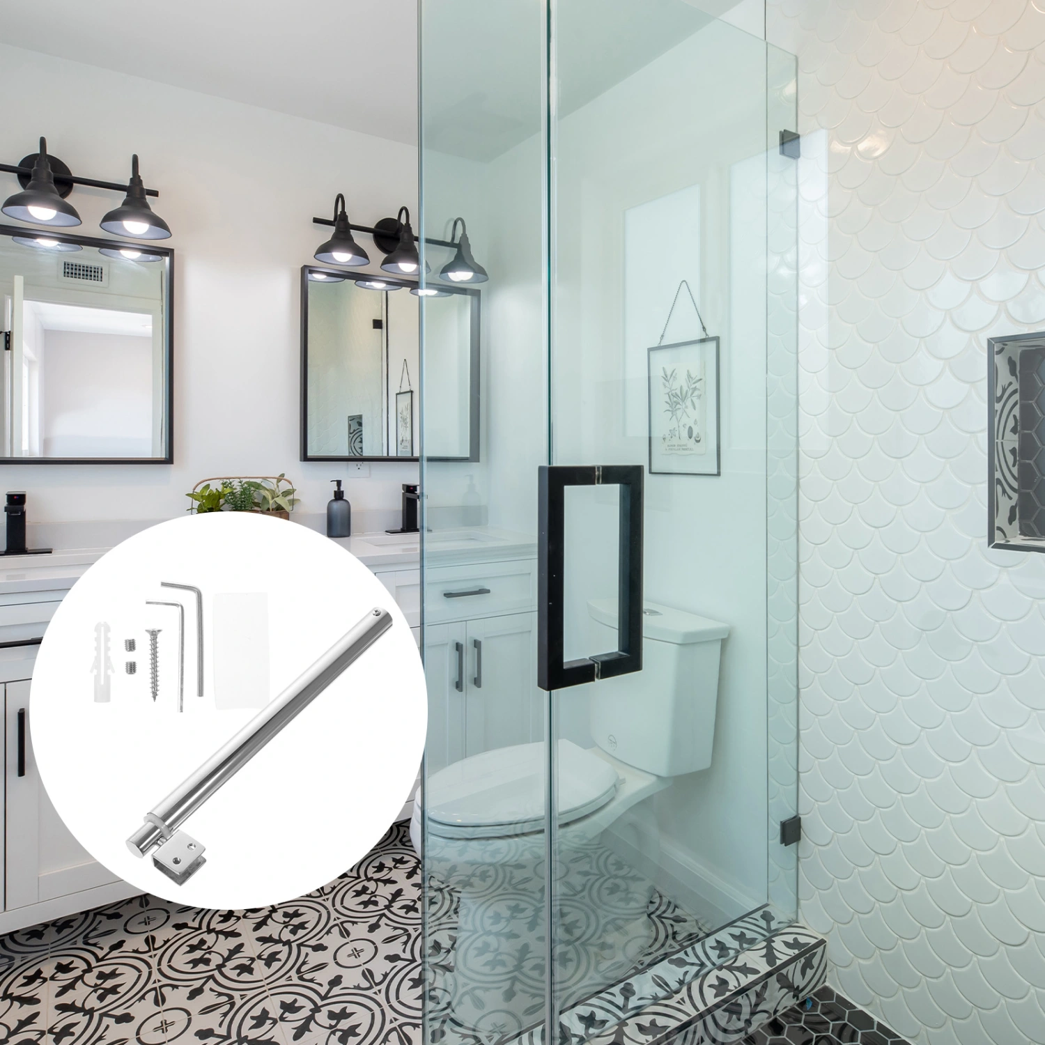 Glass Shower Panel Support For 8-12mm Glass Home Frameless Glass Support Bar