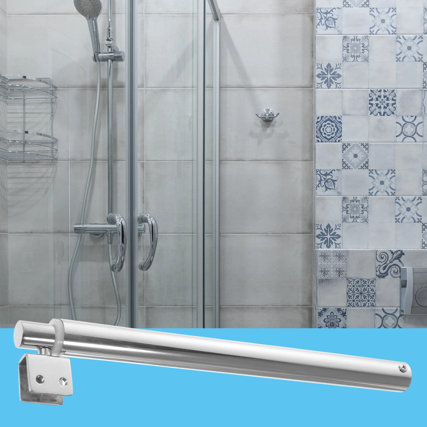 Glass Shower Panel Support For 8-12mm Glass Home Frameless Glass Support Bar