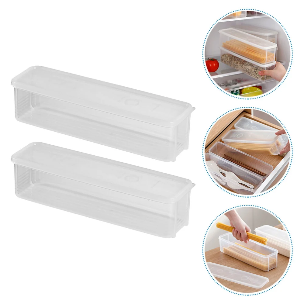 2Pcs Rectangular Pasta Noodle Holder Noodle Storage Boxes Sealed Grains Canisters Refrigerator Box