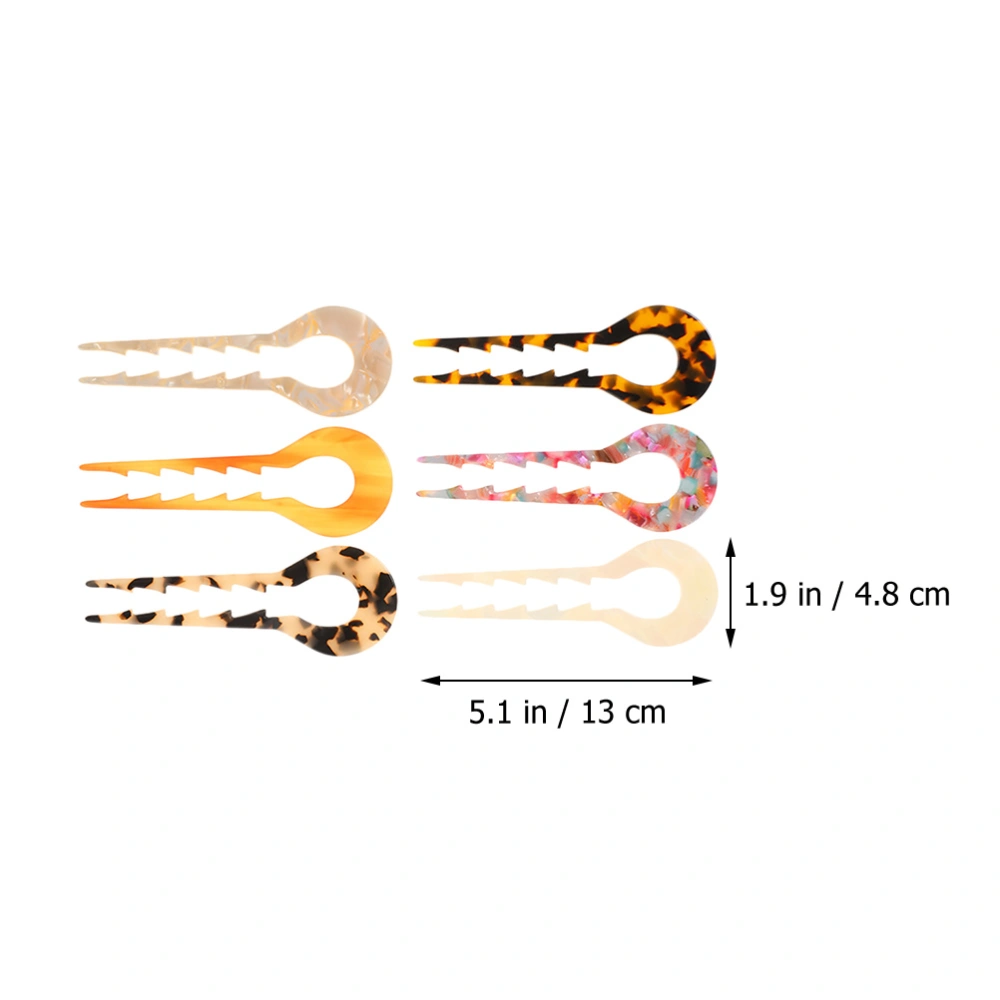 6Pcs Tortoise Shell Long Hair Sticks Hair Forks Acetate Hair Pin for Women Girls