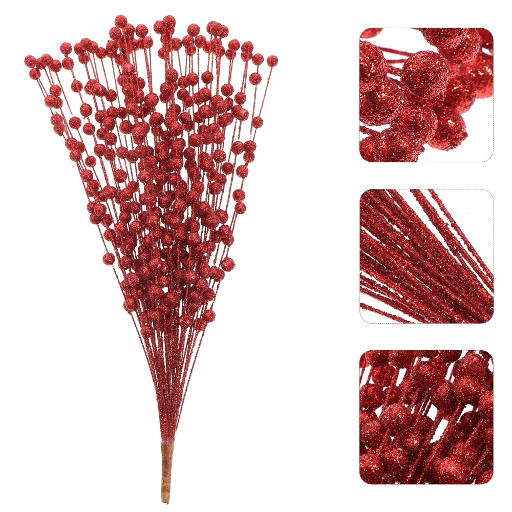 1 Bunch Artificial Glitter Holly Berry Christmas Picks Flower Arrangement Decorations