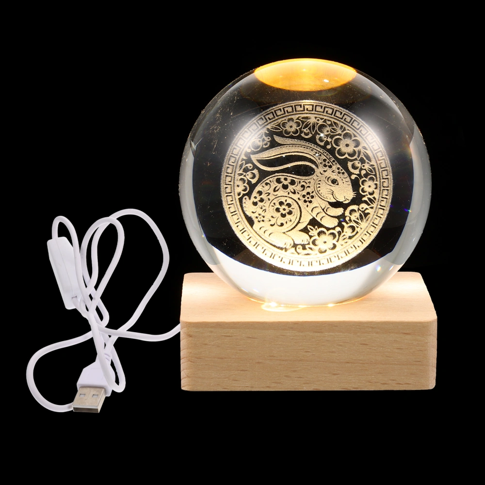 Rabbit Crystal Ball Atmosphere Light Decorative USB Lamp Game Room Night Light