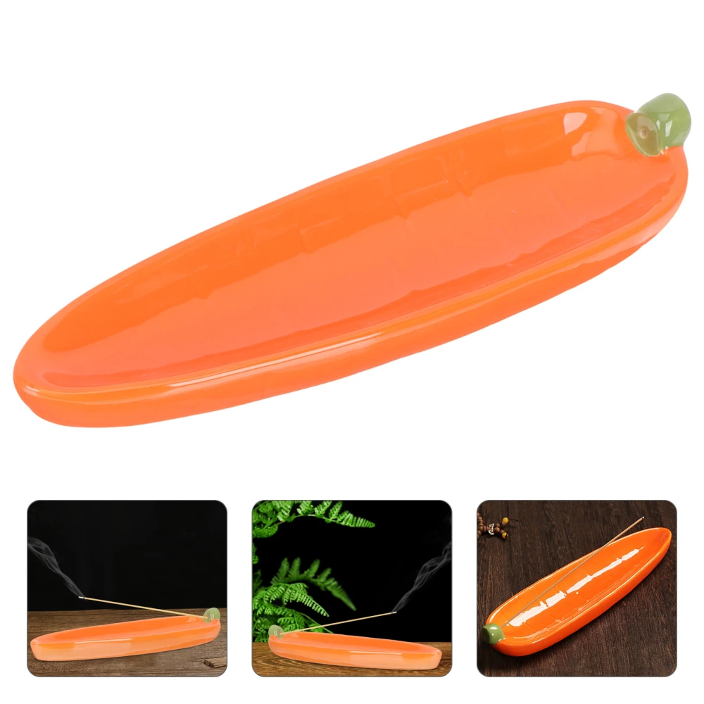 Ceramic Censer Carrot Shaped Desktop Incense Stick Holder Tray Ornament