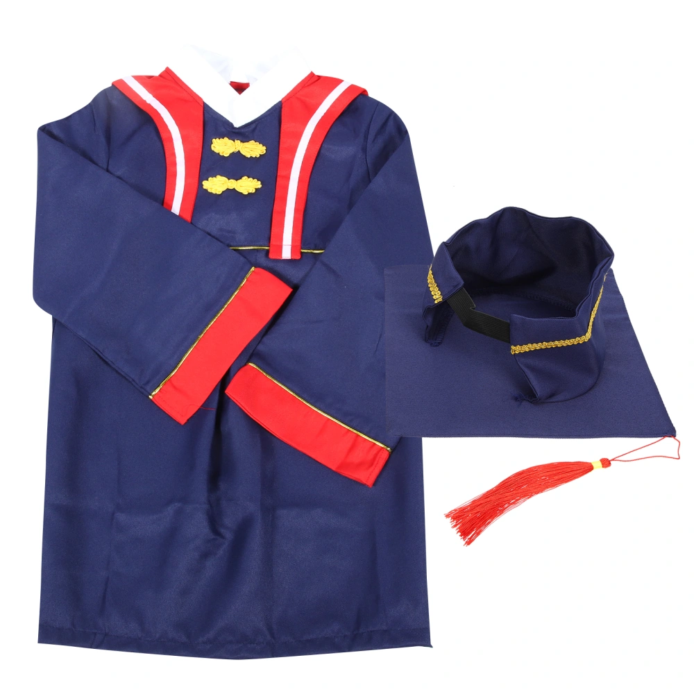 1 Set Boy Preschool Academic Dress Graduation Hat Children Gown Outfit (Suitable 130cm Height)