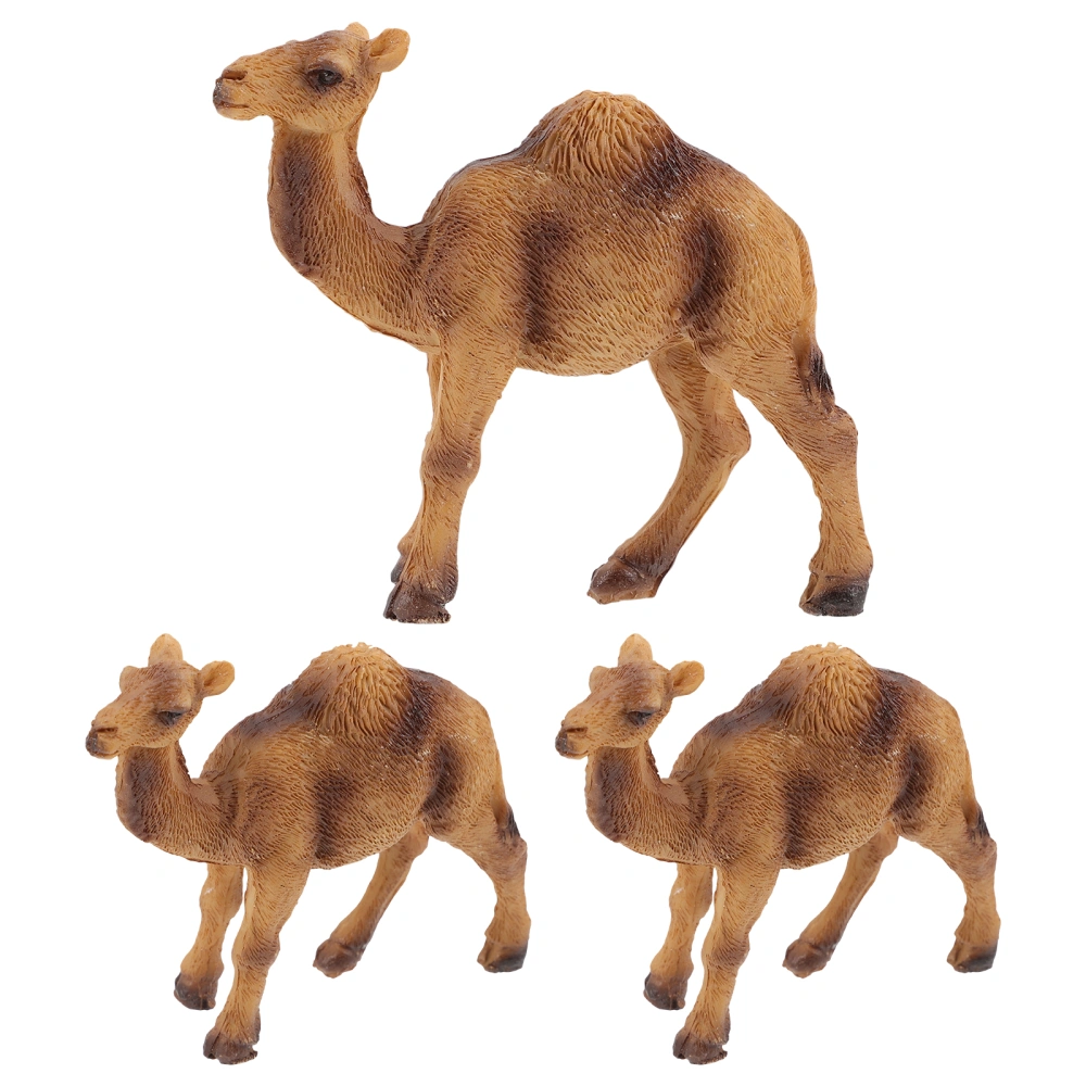 3pcs Simulation Camel Figurines Wild Animal Models Creative Desktop Ornaments