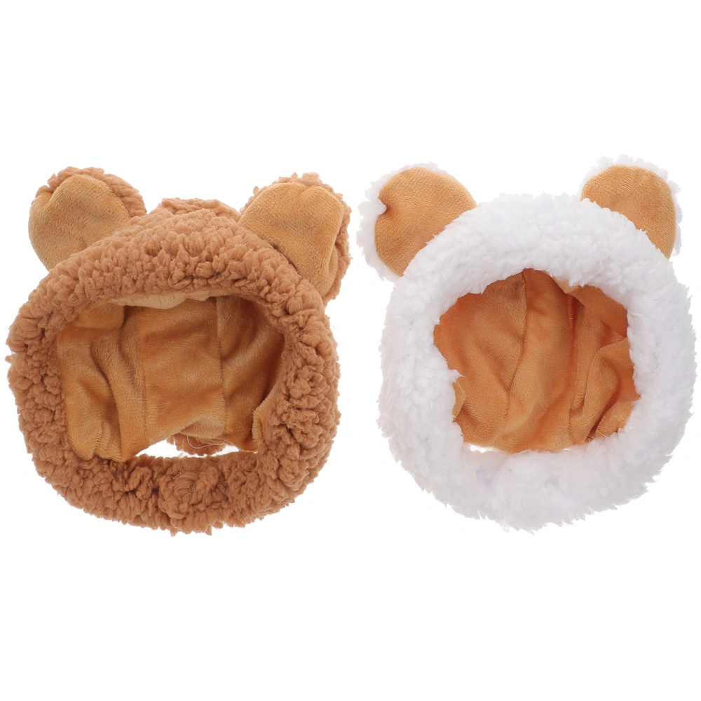 2Pcs Warm Cat Bunny Ears Washable Cat Costume Adorable Kitten Hats Kitten Accessory