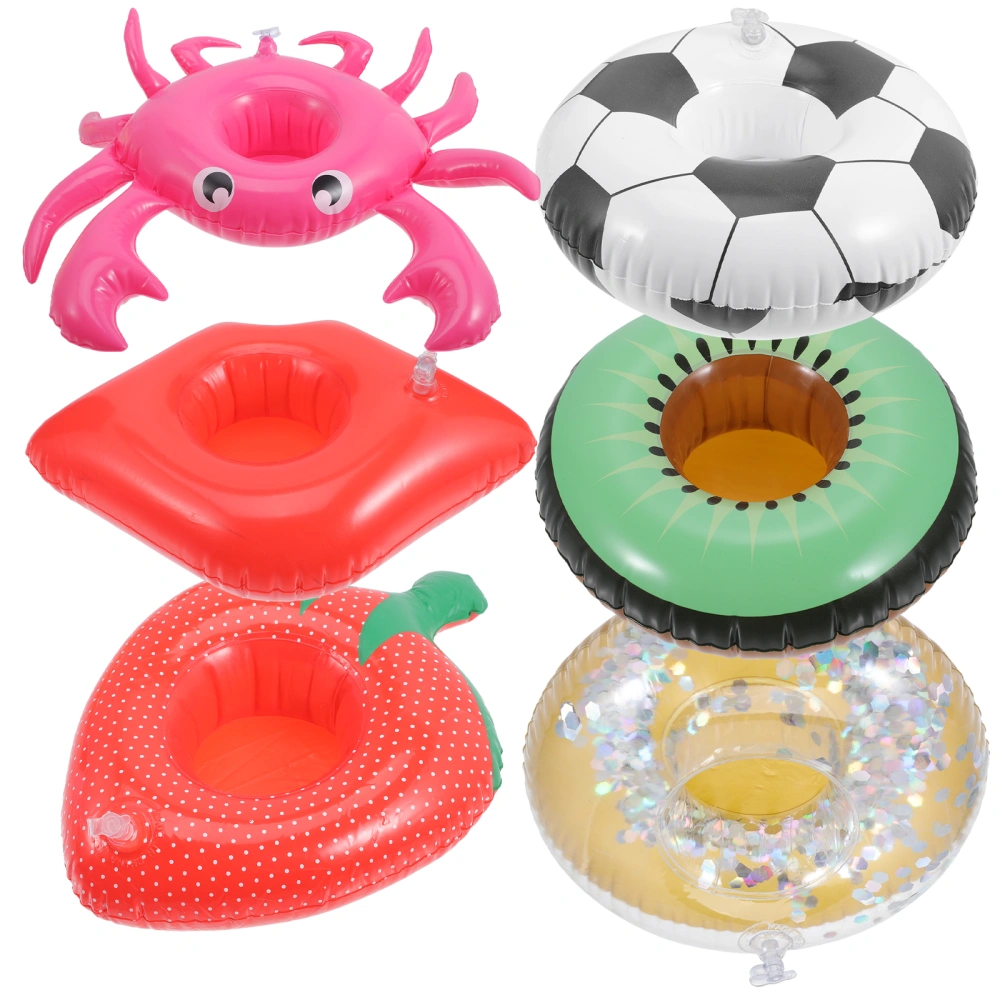 6pcs Pool Drink Holder Inflatable Drink Holders Floating Water Cup Holders