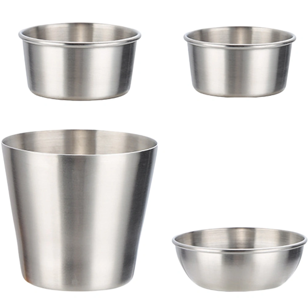 1 Set of Household French Fries Cup Stainless Steel Sauce Bowl Convenient Dipping Bowl