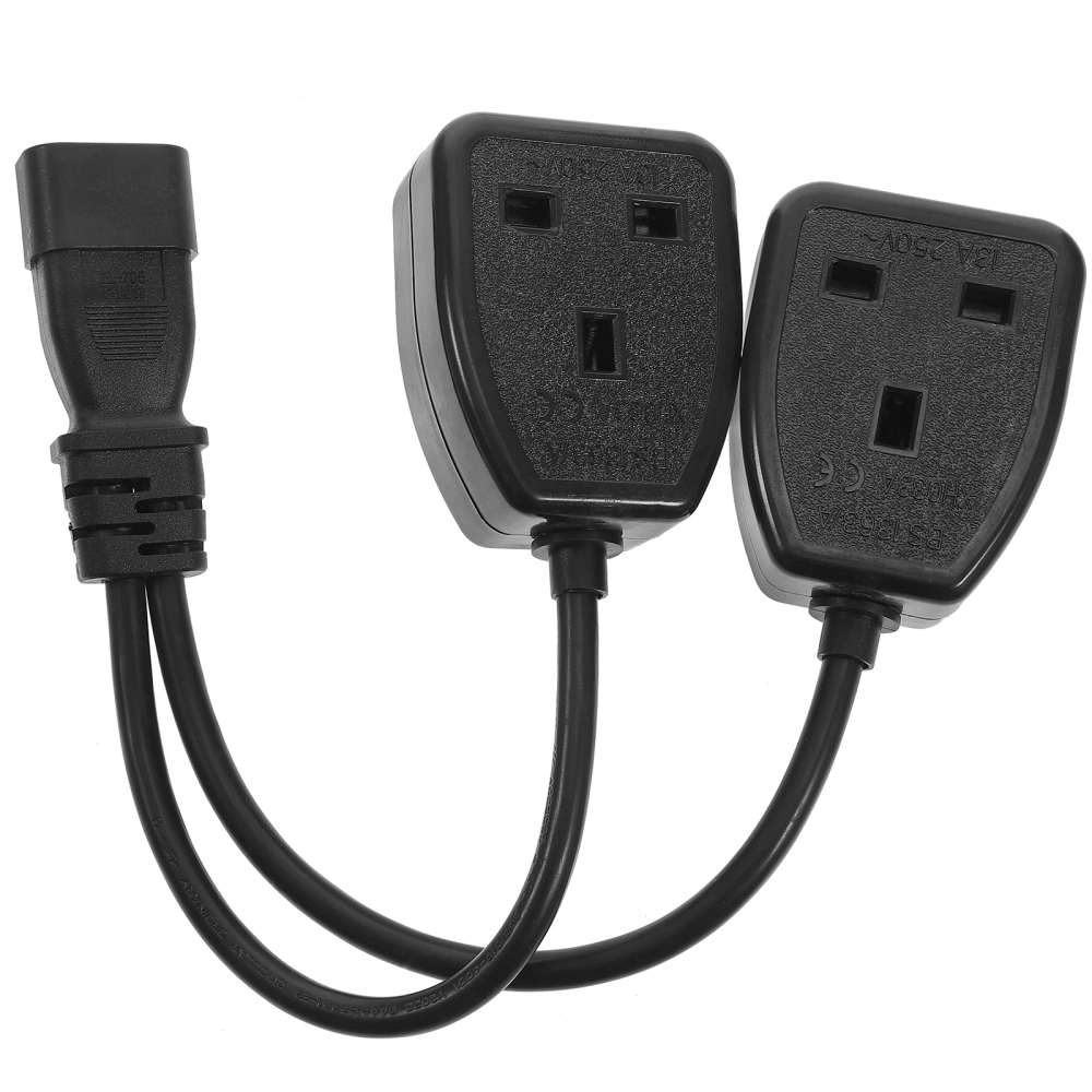 Iec Power Cable Y Splitter Power Plug Cord C14 To Double Uk 3-pin Power Cord