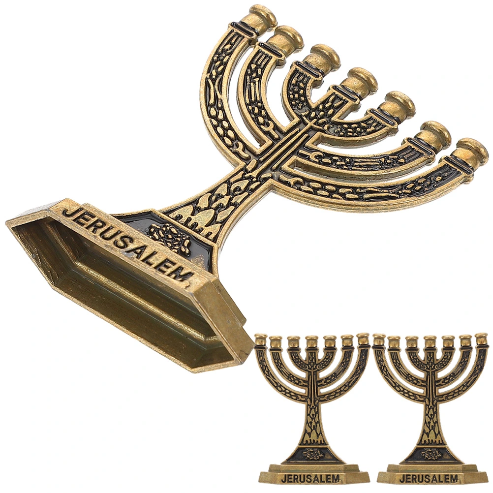 3pcs Retro Religious Desktop Adornments Vintage Seven Holes Candlesticks Decorations