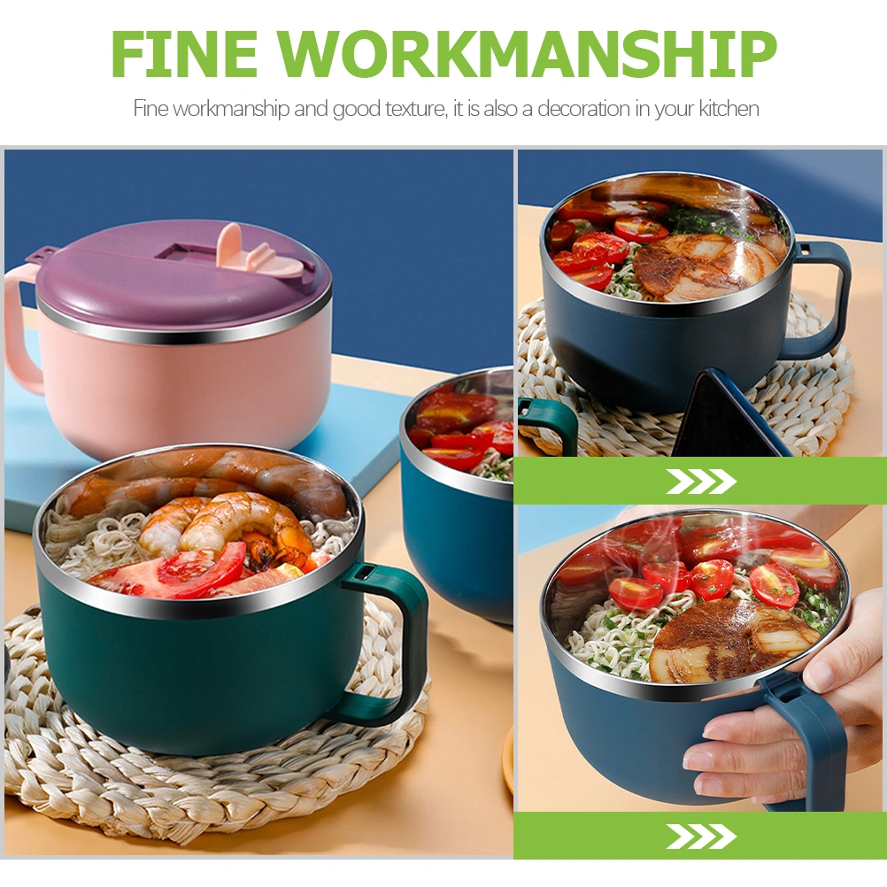 Handle Design Food Bowl Convenient Ramen Bowl School Bento Bowl Lunch Supply