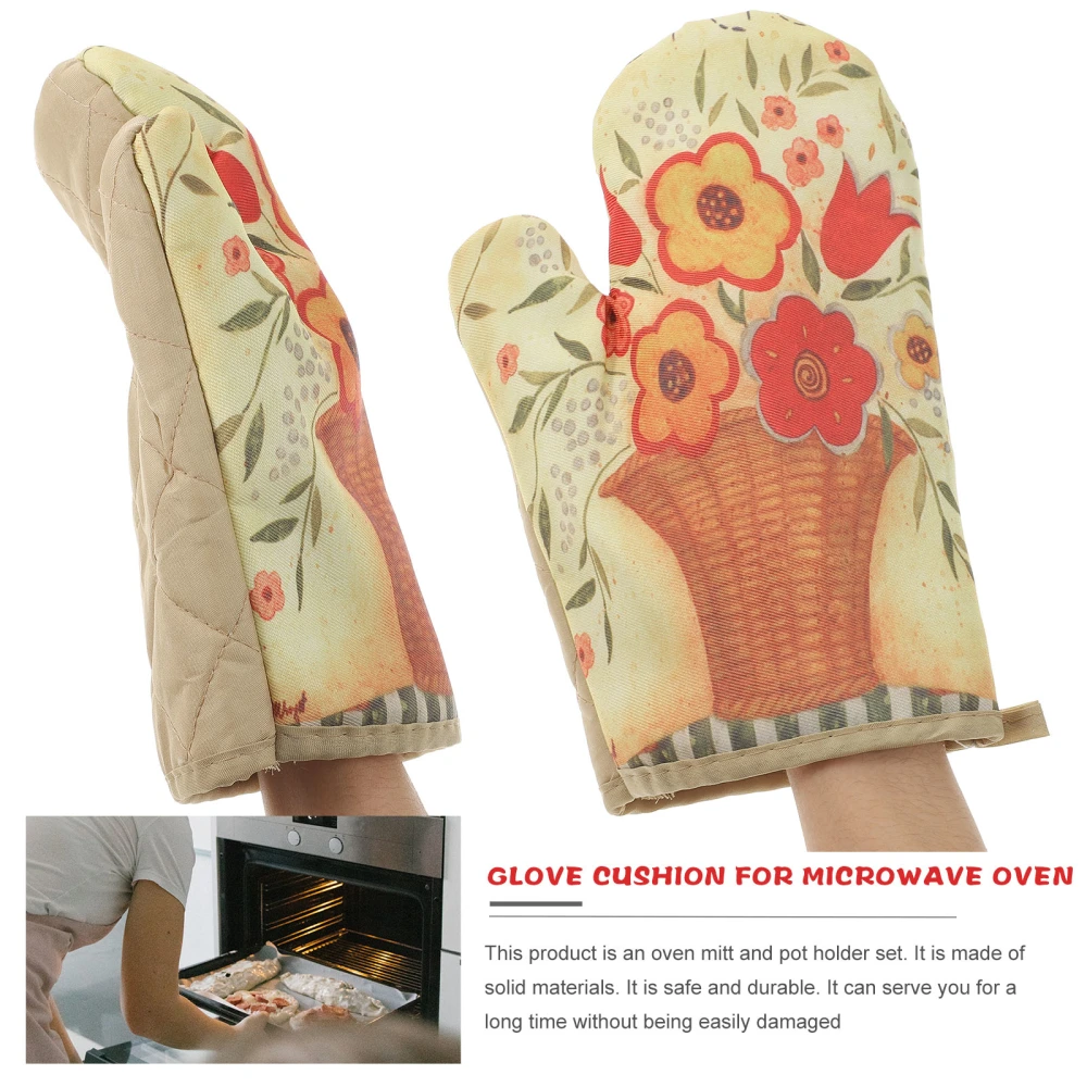 2 Sets Oven Mitt And Pot Holder Oven Cooking Glove Cooking Pot Holder Accessory