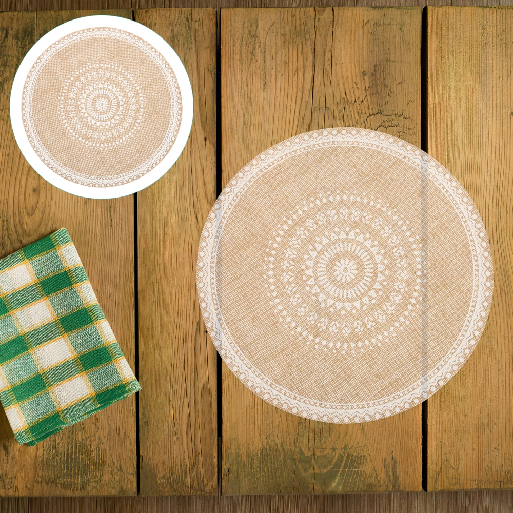 2Pcs Placemats Rustic Round Placemats Heat-resistant Dinning Table Mats Place Mats