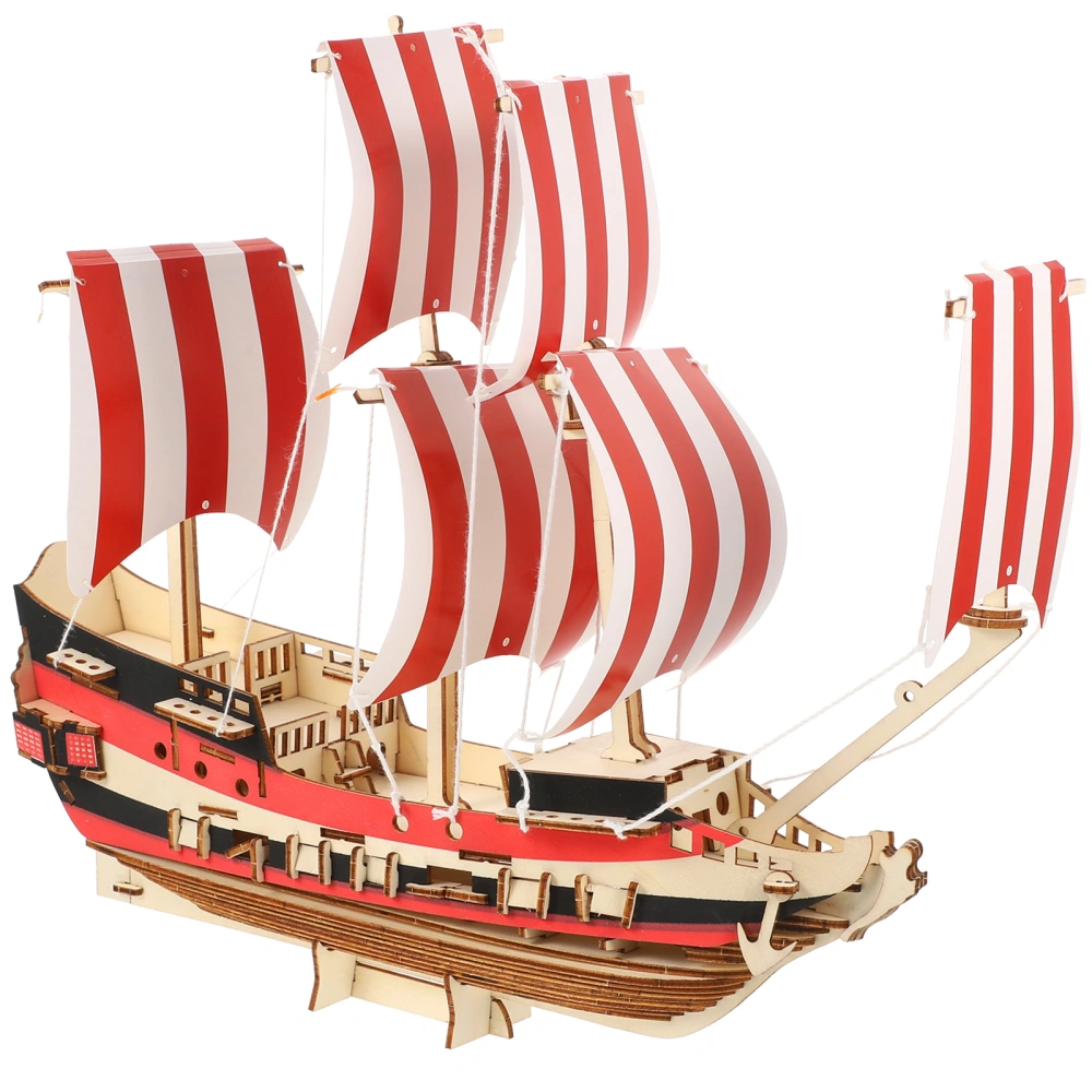 1 Set of Sailboat Puzzles 3D Wooden Puzzles Lifelike Sailboat Model Kit Sailboat Assemble Toys