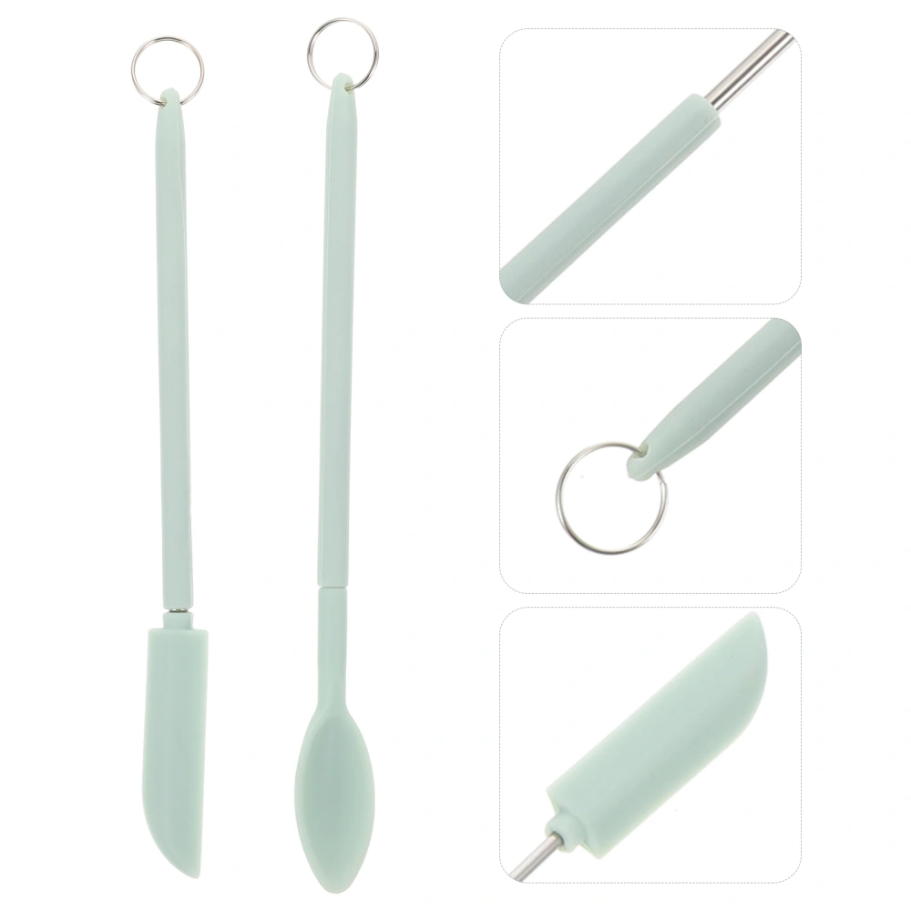 1 Set of Mini Silicone Spoon Cosmetic Spatula Telescopic Silicone Makeup Spoon Beauty Spatula