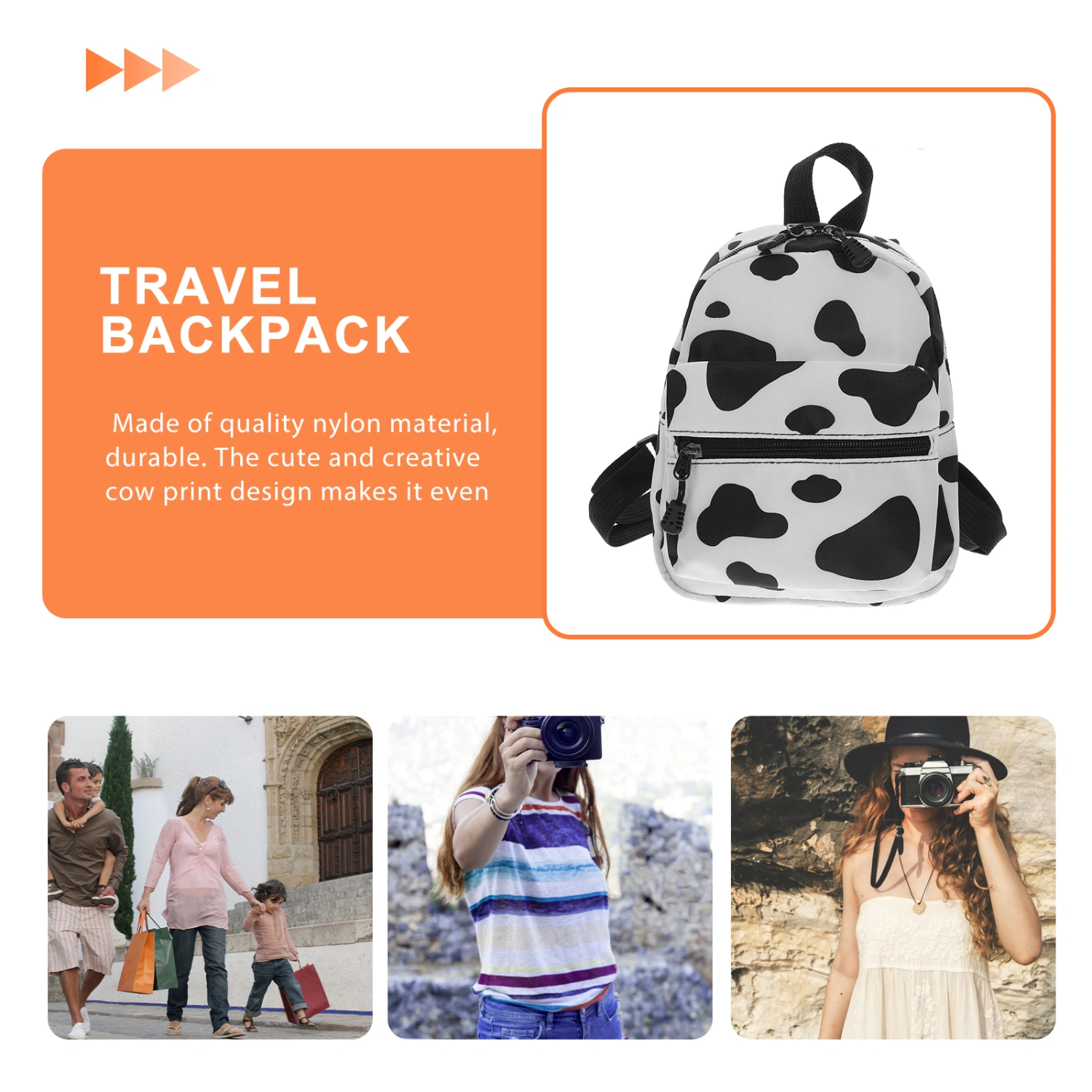 Cow Pattern Backpack Adorable Style Backpack Women Girls Shoulder Storage Bag