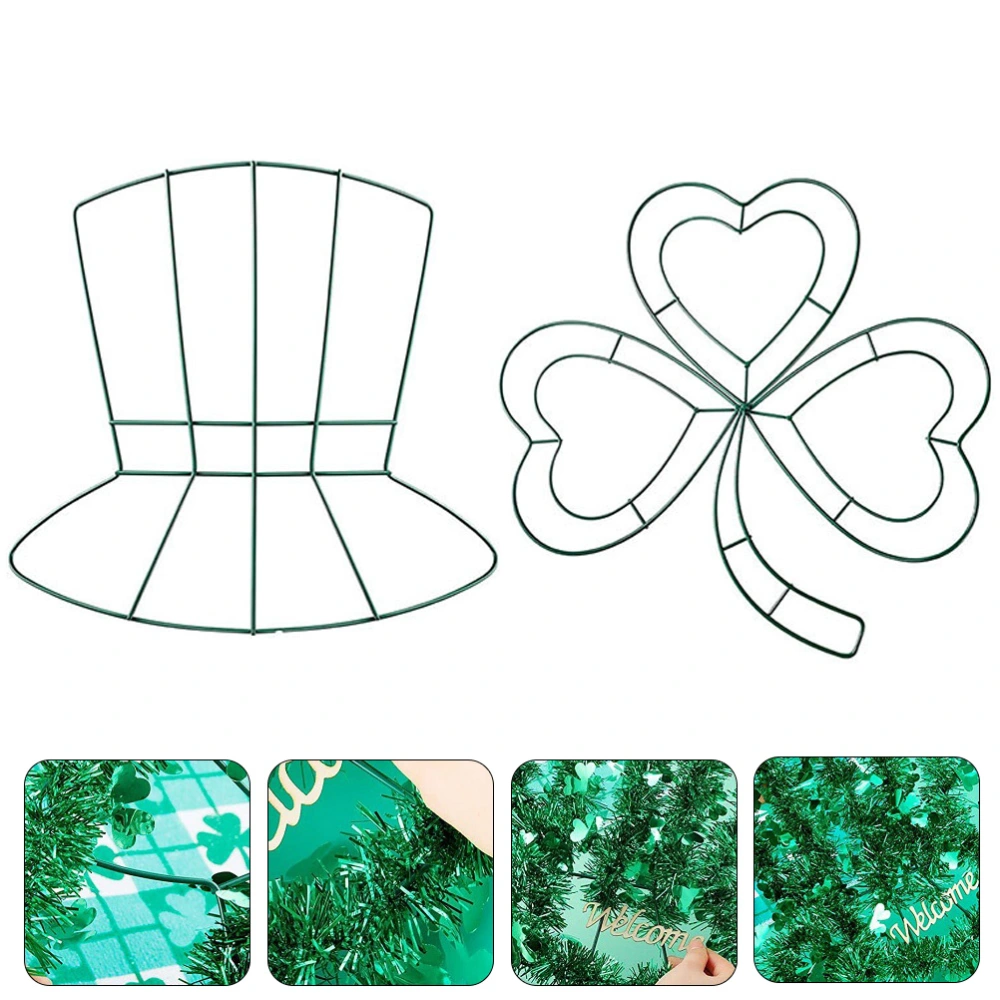 2pcs St. Patrick's Day Iron Frame Pendant Wreath Making Frame DIY Garland Frame