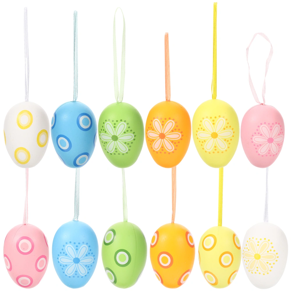 12pcs Easter Hanging Eggs Decoration Colorful Egg Pendants Easter Party Ornaments