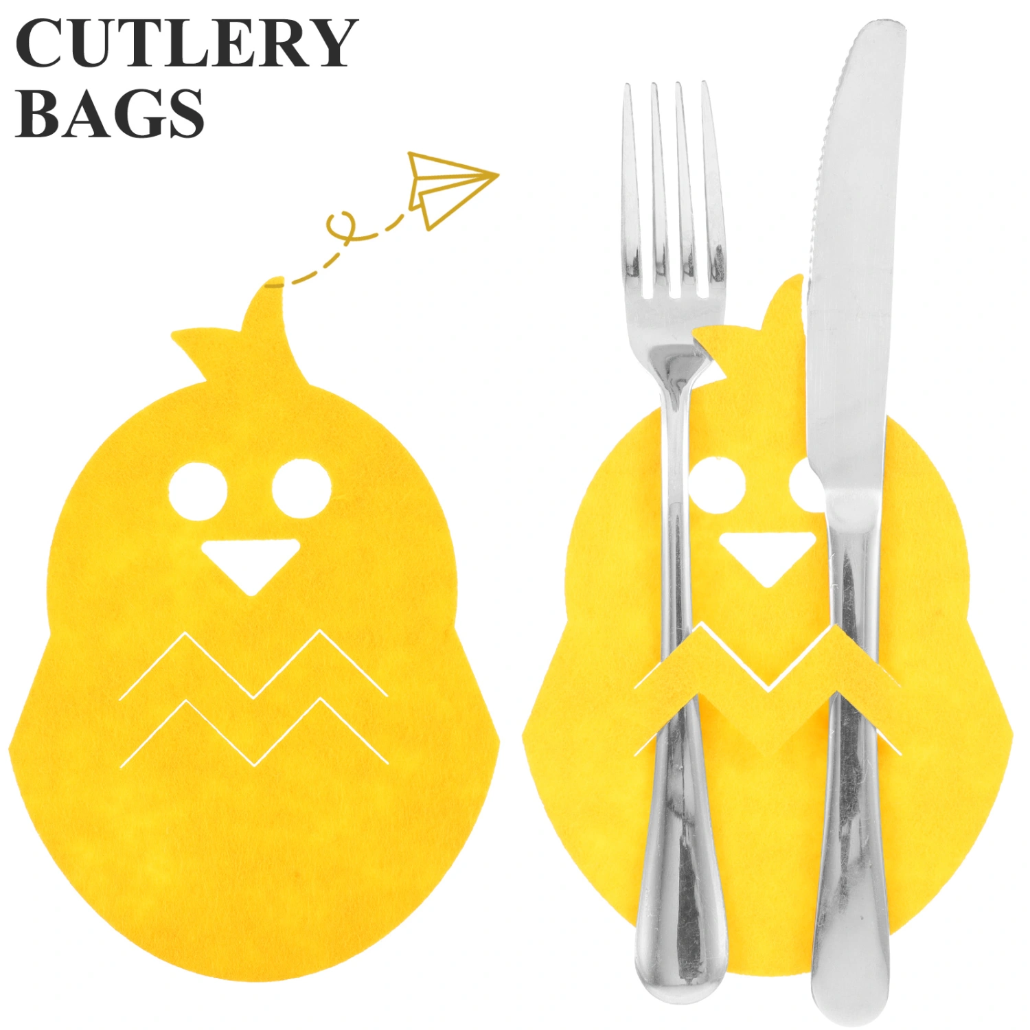 8Pcs Easter Cutlery Holder Decorative Chicken Shape Utensil Bag Holder Party Favor