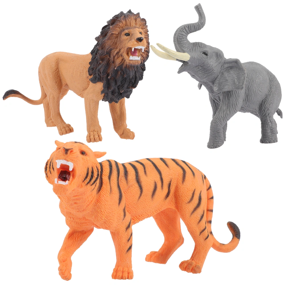 3pcs Small Animal Figurine Realistic Lion Elephant Tiger Forest Animals Figure