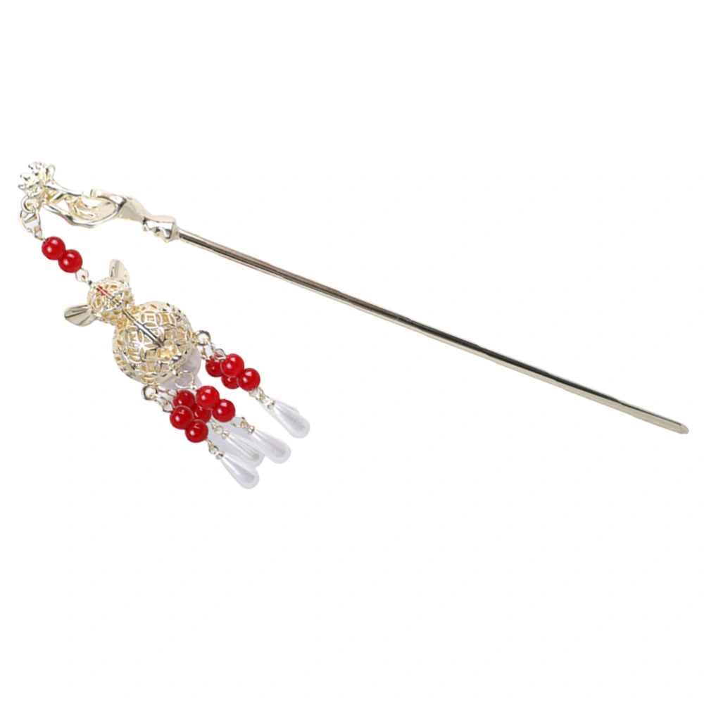 Glow Rabbit Dangle Pearls Tassel Hair Stick Chinese Hanfu Hair Stick Hair Bun Pin