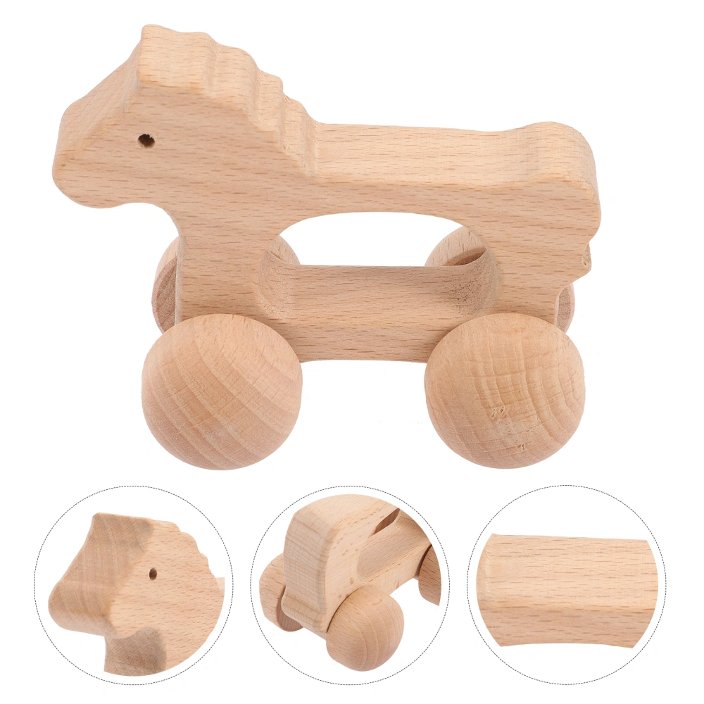 Wooden Inertial Trolley Toy Creative Push Car Toy Baby Grasping Training Toy