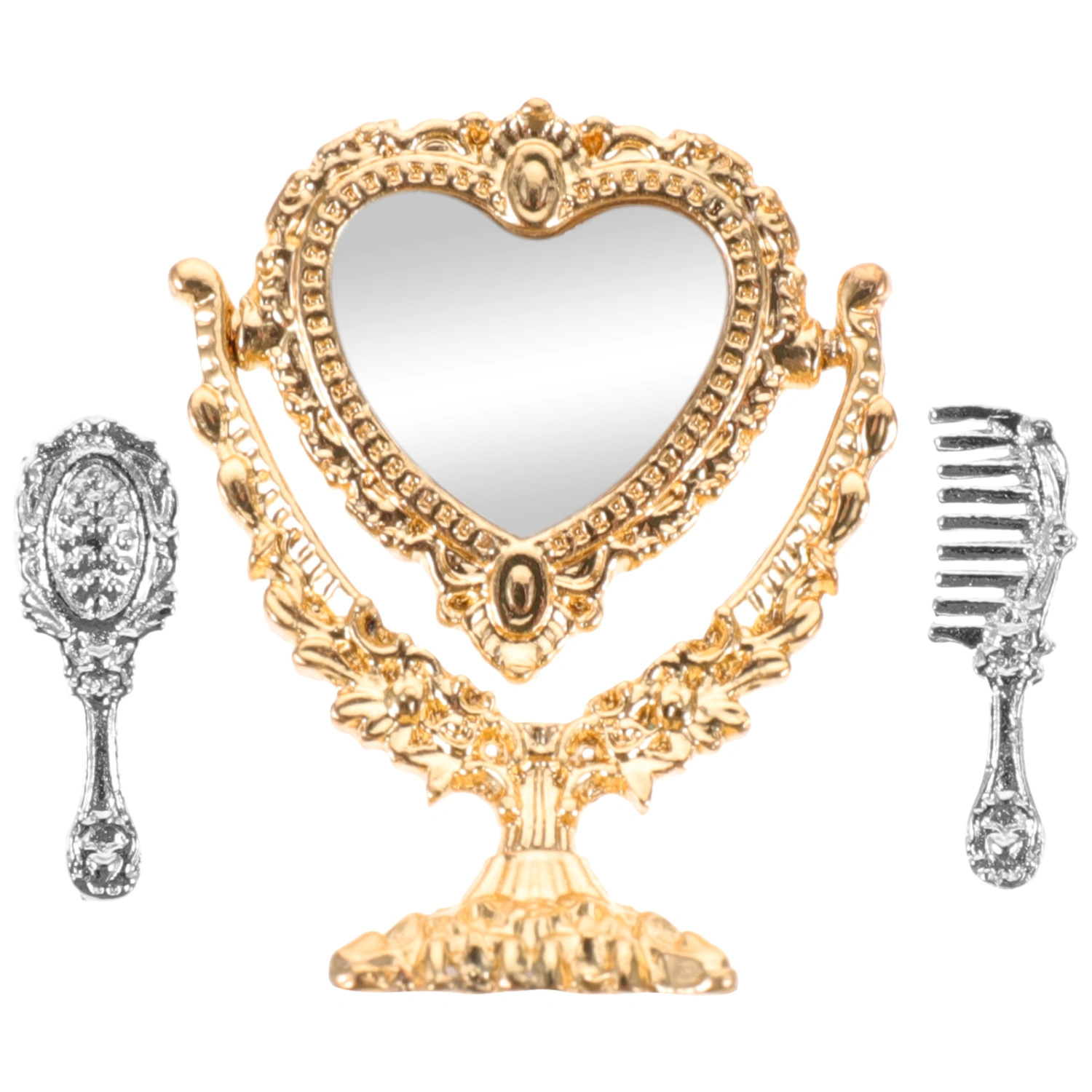 1 Set of Mini House Mirrors Doll House Miniatures Kids Pretend Comb Mirrors Decoration