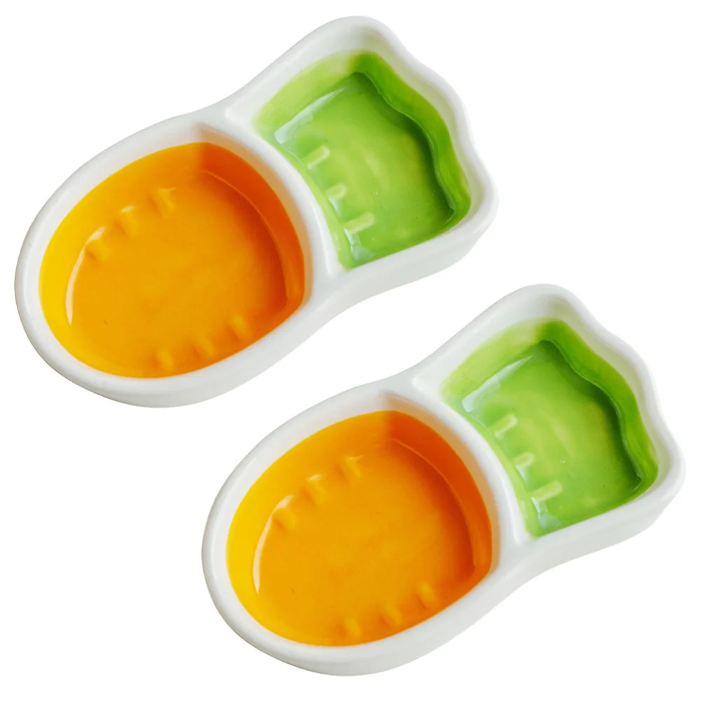 2Pcs Ceramic Sauce Dish Appetizer Plates Soy Sauce Dipping Bowls Serving Dish Ceramic Dinnerware