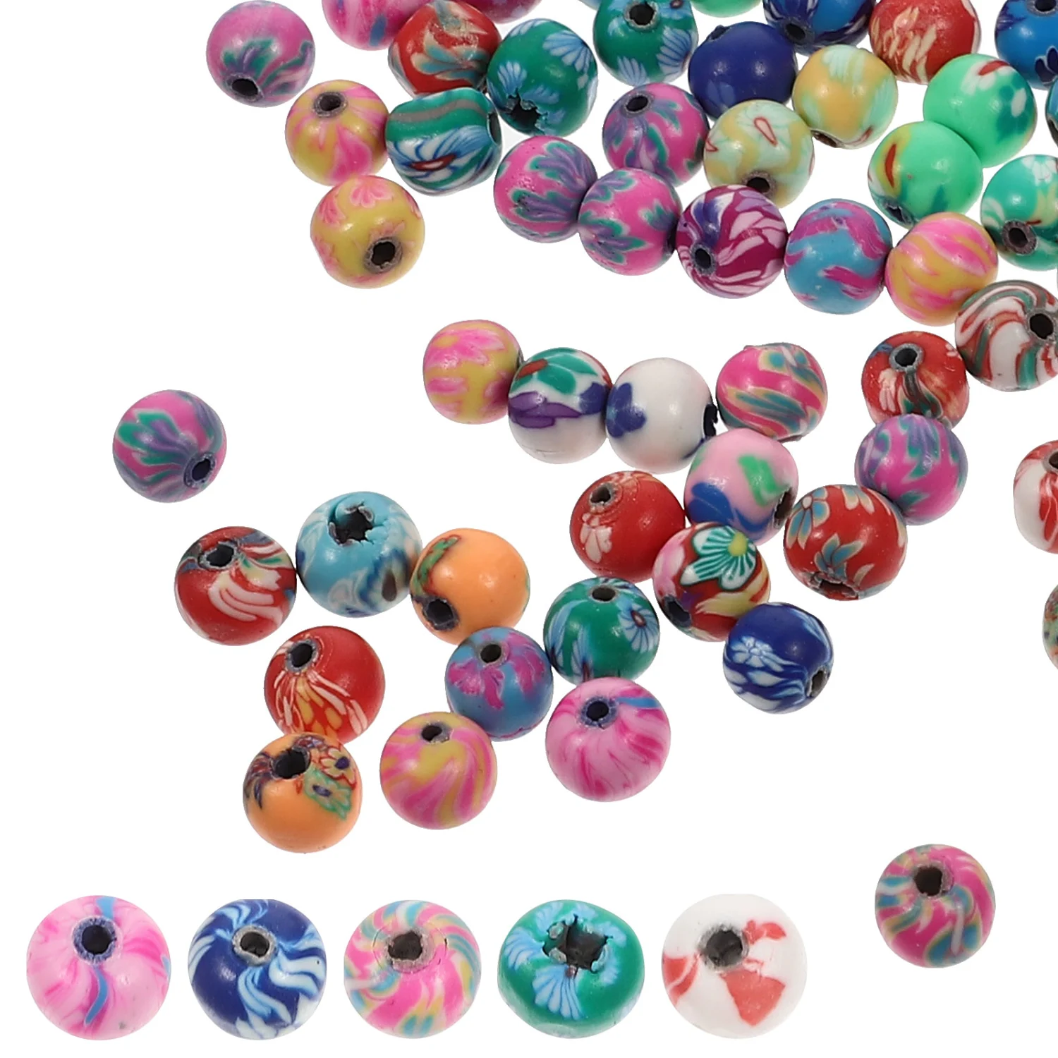 100pcs Colorful Craft Beads Bracelets Making Beads Round Polymer Clay Beads