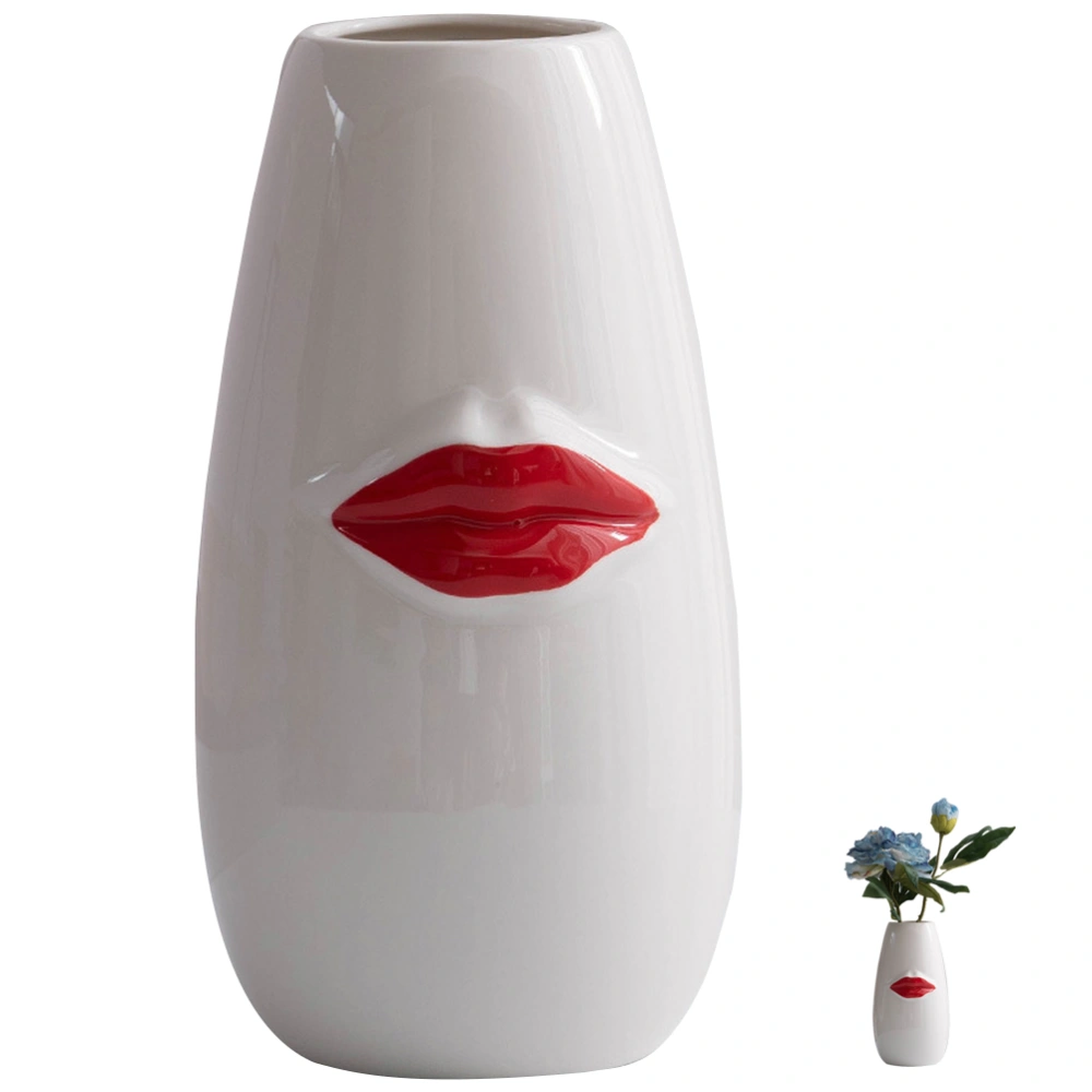 Ceramic Vase Home Vase Decor Handmade Vase Desktop Ceramic Vase Lip Pattern Vase