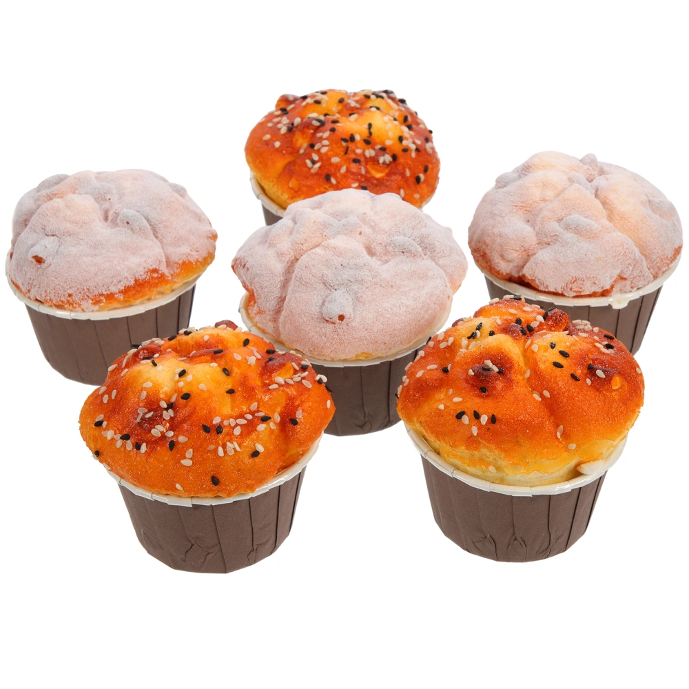 6Pcs Lifelike Cupcake Model Fake Cake Decoration Simulation Realistic Cake Model Showcase Model